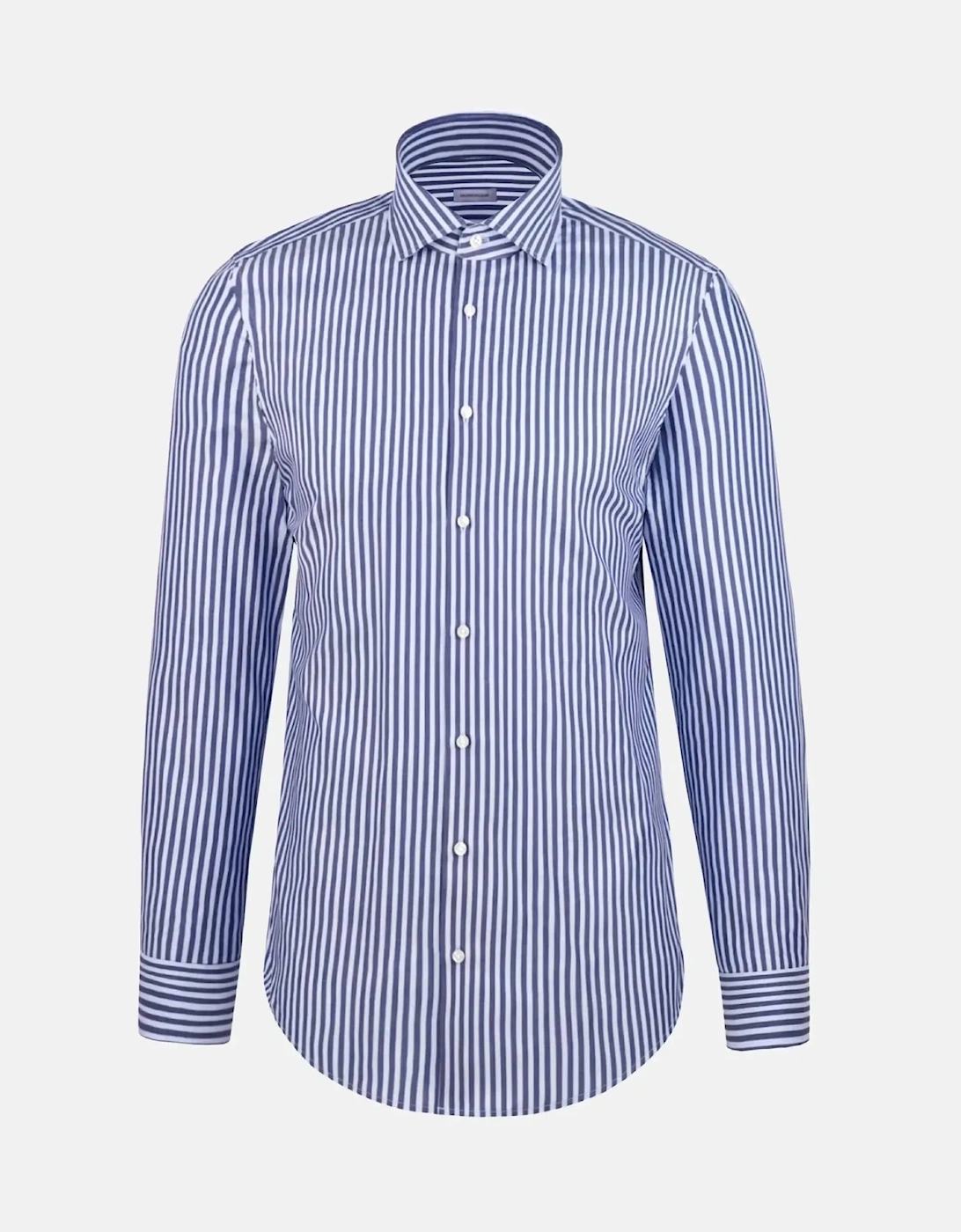 Regular Fit No Iron Spread Kent Structured Stripe Business Shirt Dark Blue