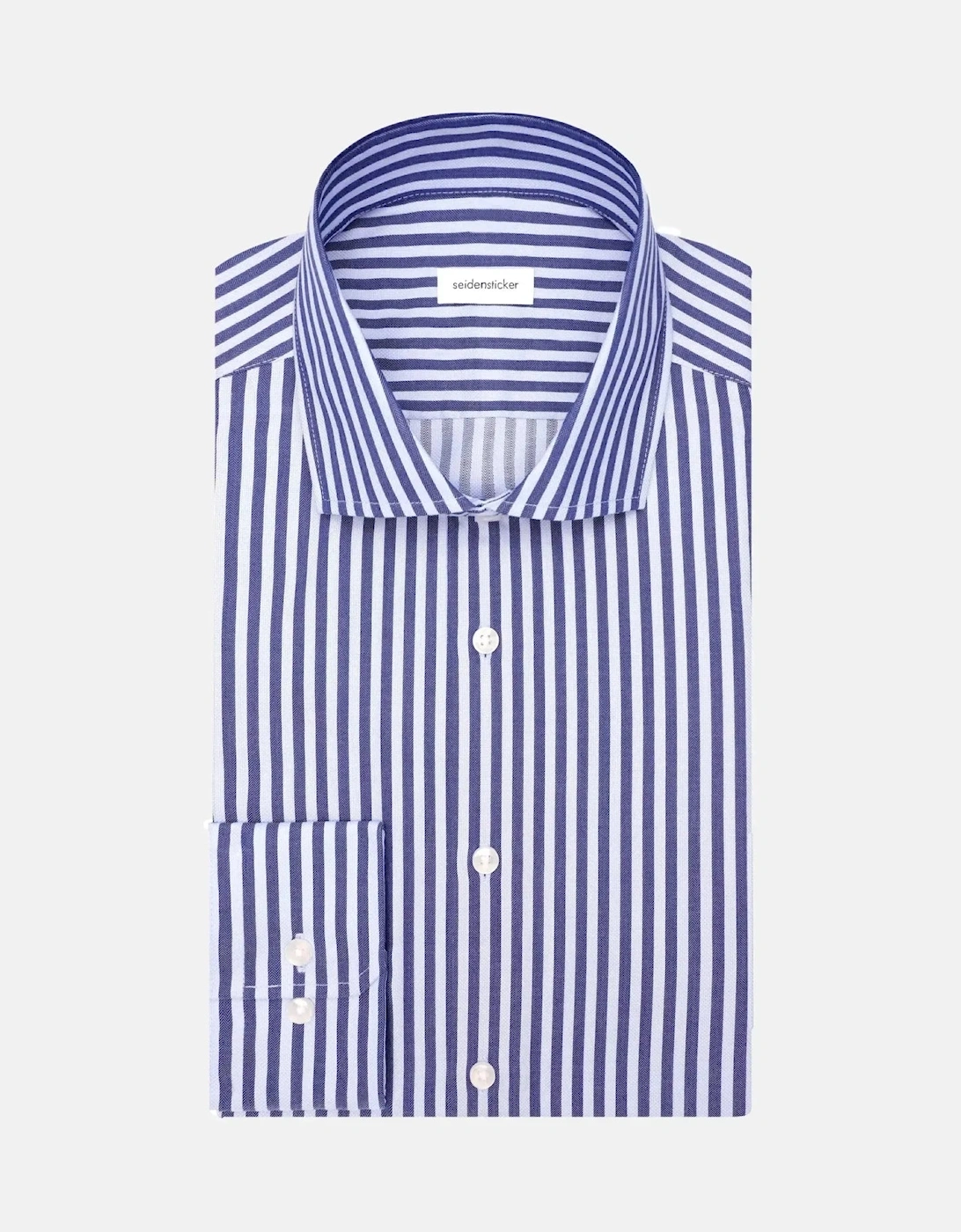 Regular Fit No Iron Spread Kent Structured Stripe Business Shirt Dark Blue