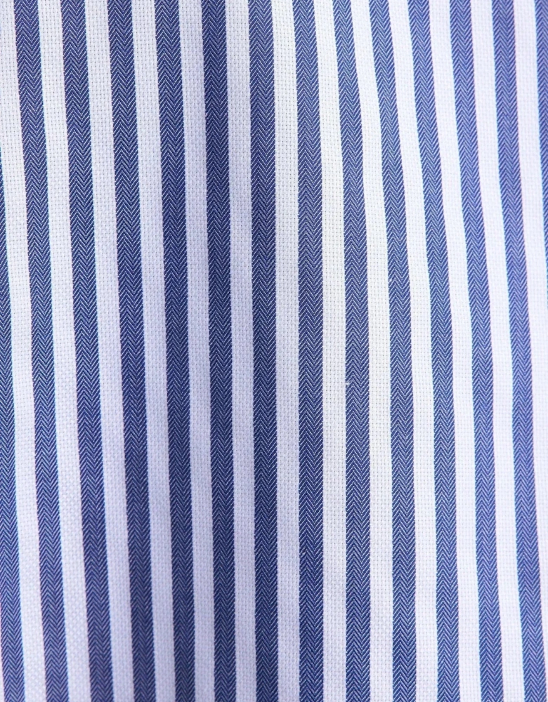Regular Fit No Iron Spread Kent Structured Stripe Business Shirt Dark Blue