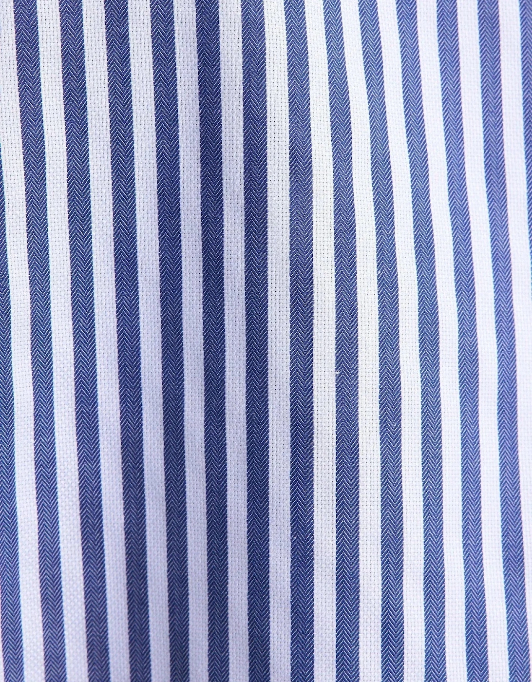 Regular Fit No Iron Spread Kent Structured Stripe Business Shirt Dark Blue