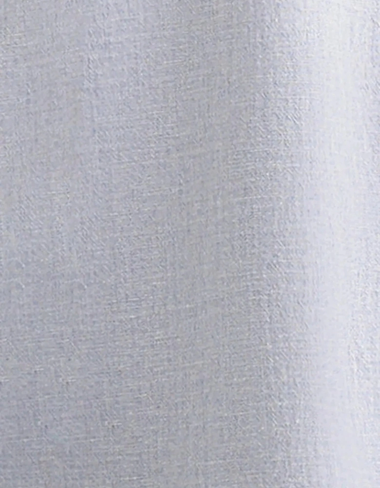 Regular Fit Button Down Linen Blend Chambray Shirt Light Blue