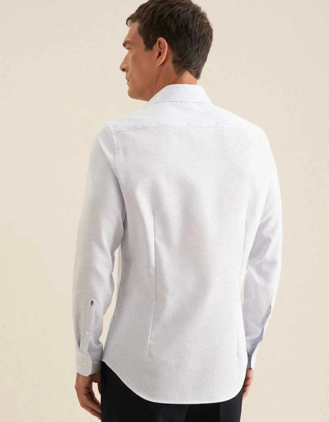 Slim Fit No Iron Spread Kent Structured Pattern Business Shirt Light Blue