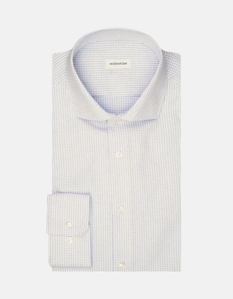 Slim Fit No Iron Spread Kent Structured Pattern Business Shirt Light Blue