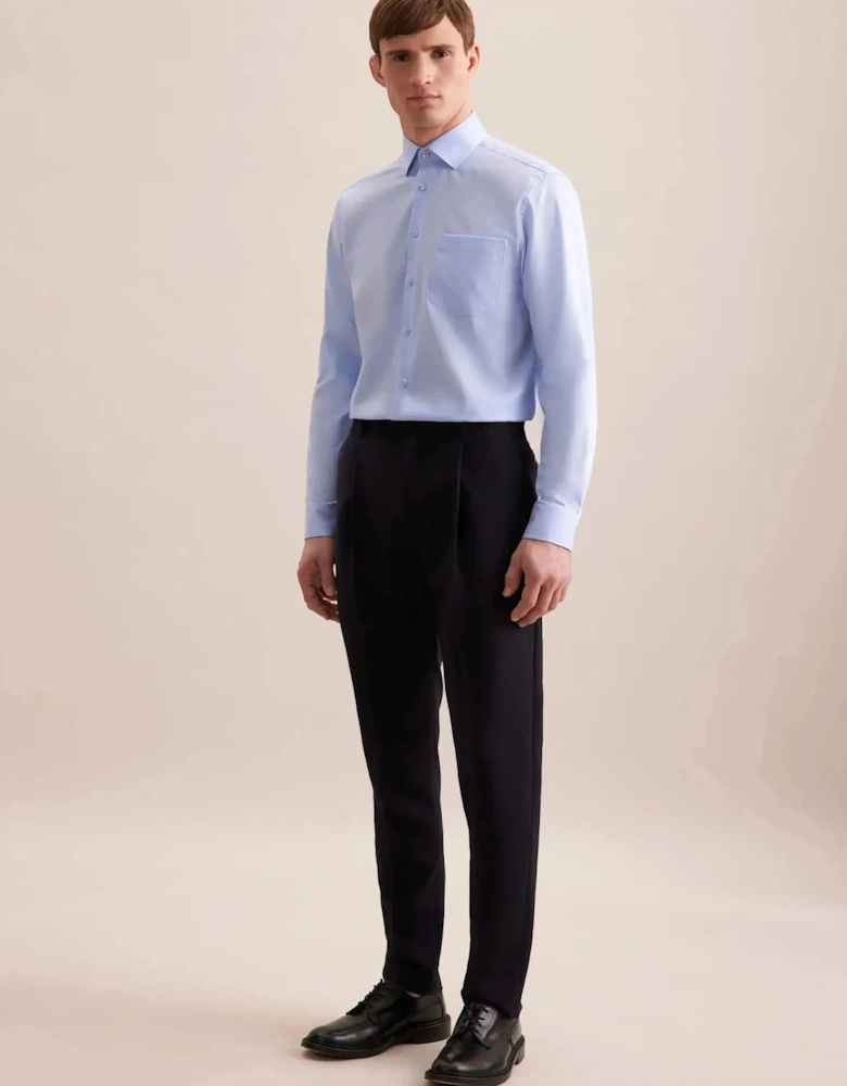 Regular Fit No Iron Business Kent Contrast Patch Business Shirt Light Blue