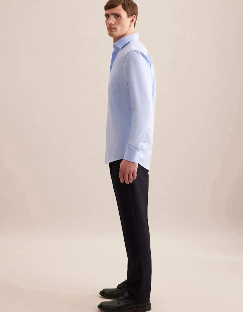 Regular Fit No Iron Business Kent Contrast Patch Business Shirt Light Blue