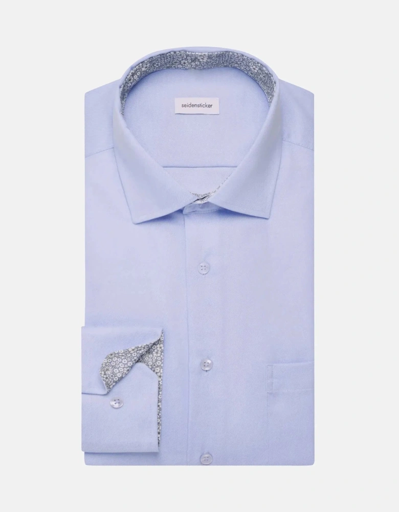 Regular Fit No Iron Business Kent Contrast Patch Business Shirt Light Blue