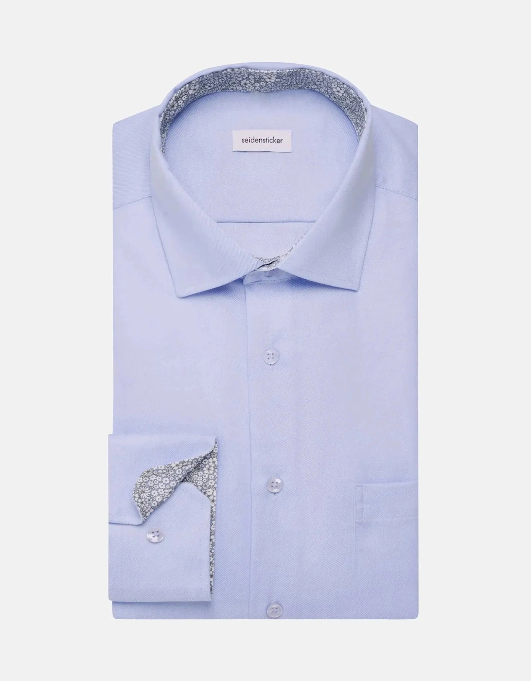 Regular Fit No Iron Business Kent Contrast Patch Business Shirt Light Blue