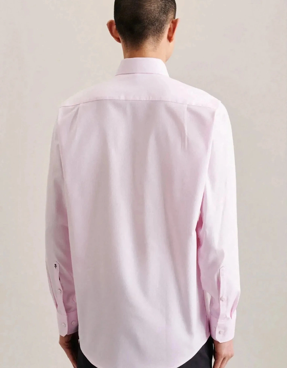 Regular Fit Business Kent Patch Structured Business Shirt Pink