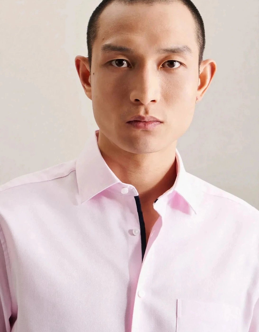 Regular Fit Business Kent Patch Structured Business Shirt Pink