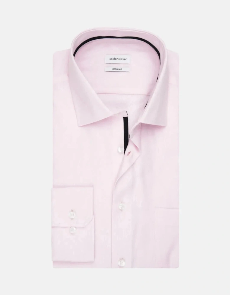 Regular Fit Business Kent Patch Structured Business Shirt Pink
