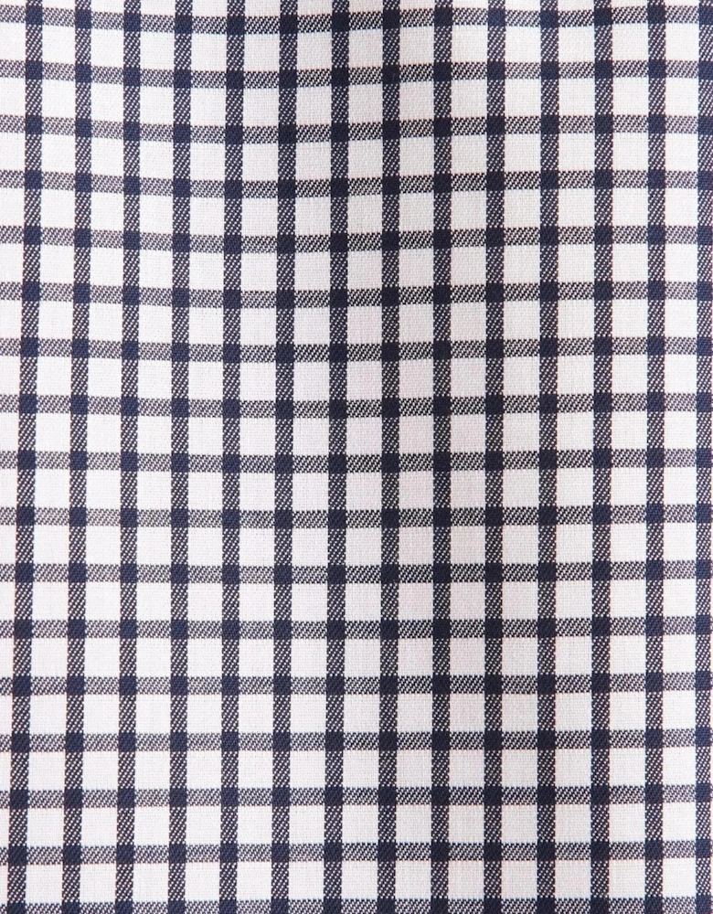Regular Fit No Iron Covered Button Down Check Business Shirt Dark Blue
