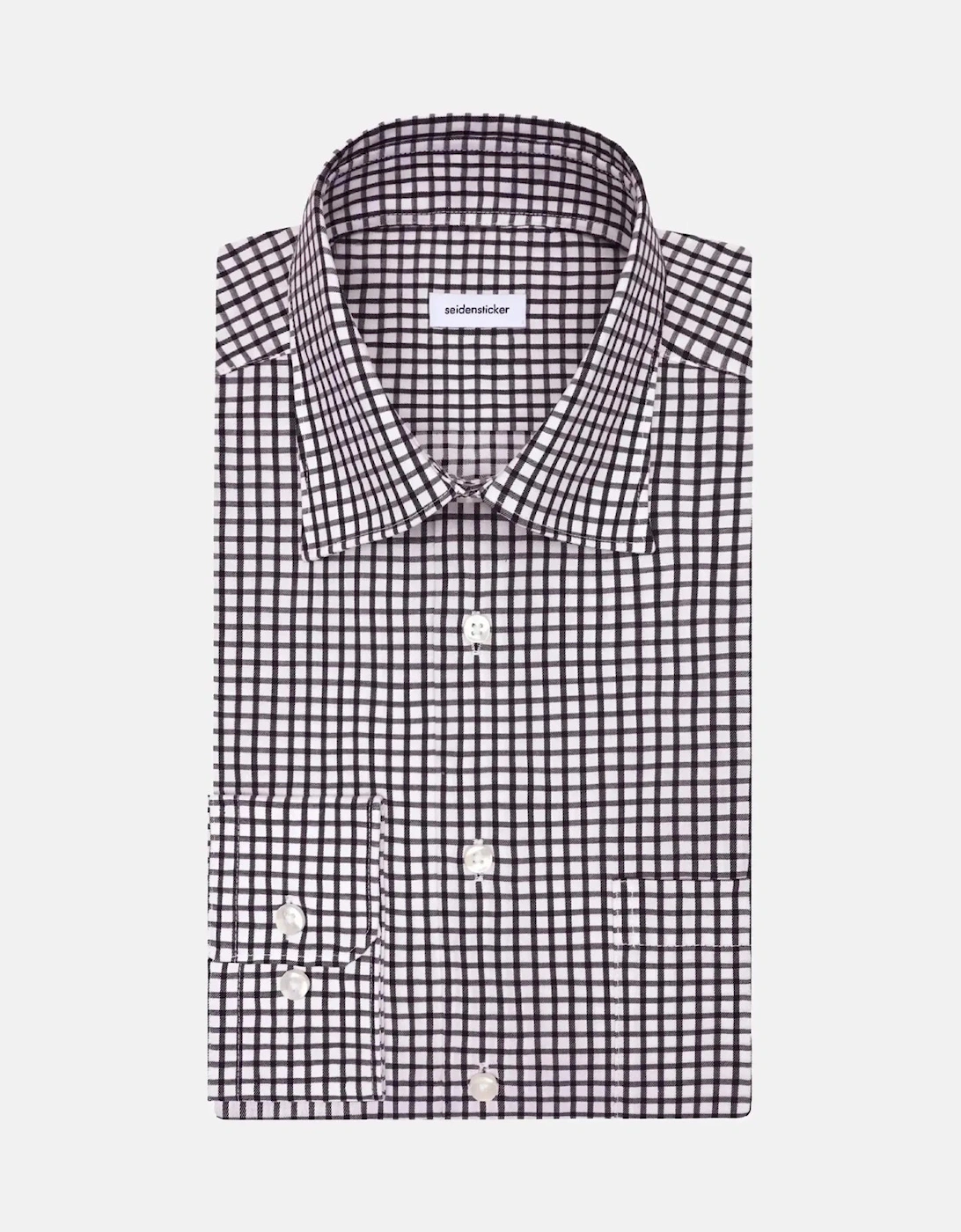 Regular Fit No Iron Covered Button Down Check Business Shirt Dark Blue