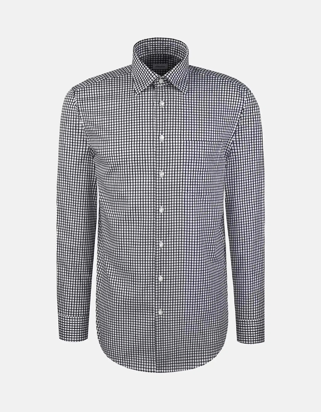 Regular Fit No Iron Covered Button Down Check Business Shirt Dark Blue