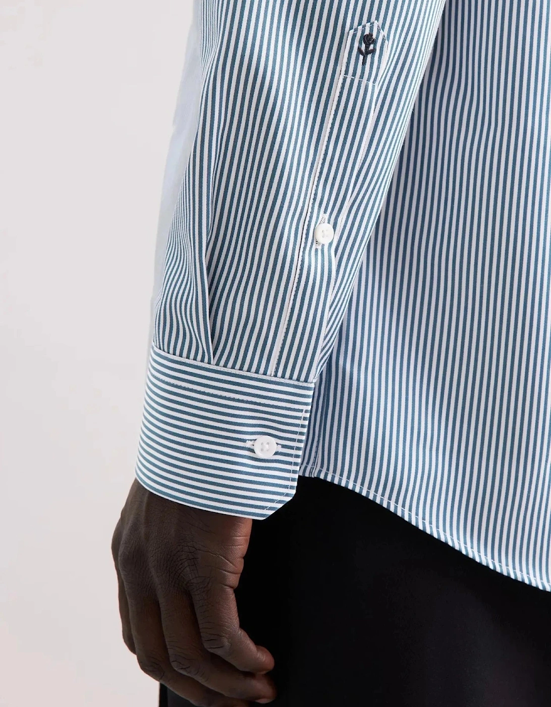 Regular Fit Easy Iron New Kent Striped Business Shirt Dark Teal