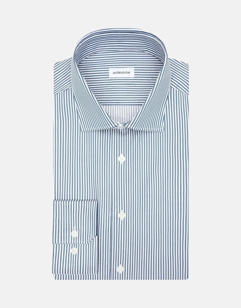 Regular Fit Easy Iron New Kent Striped Business Shirt Dark Teal