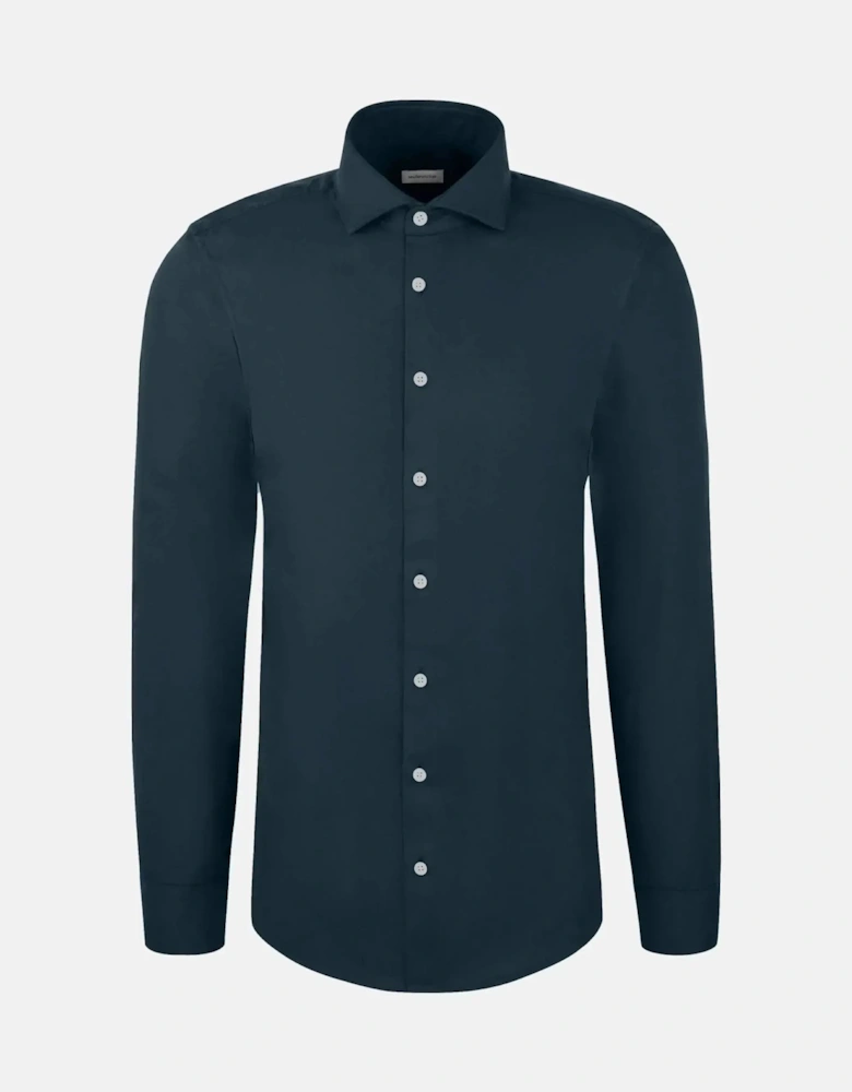 Slim Fit Spread Kent Pepita Flannel Shirt Dark Blue