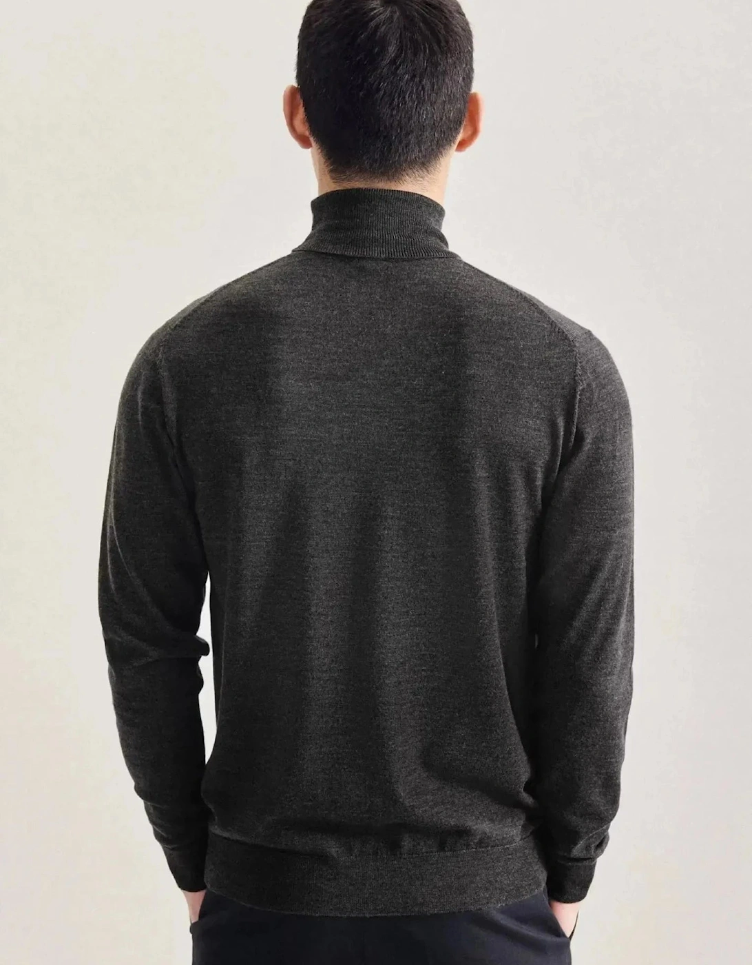 Merino Wool Roll Neck Knit Grey