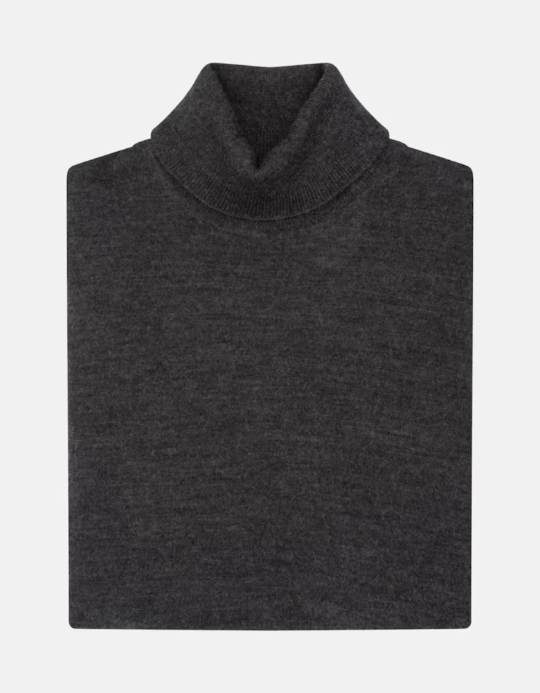 Merino Wool Roll Neck Knit Grey