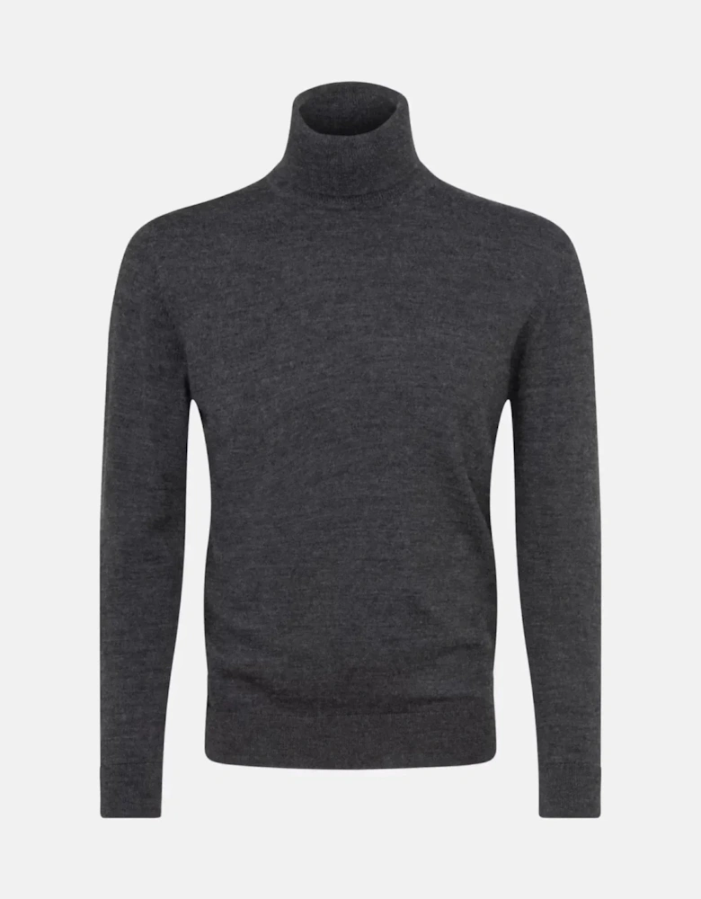 Merino Wool Roll Neck Knit Grey