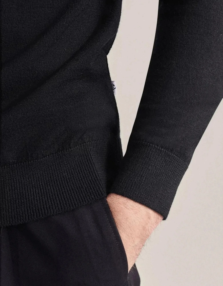 Merino Wool Roll Neck Knit Black