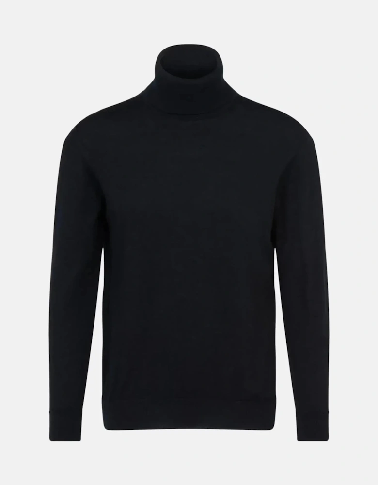 Merino Wool Roll Neck Knit Black
