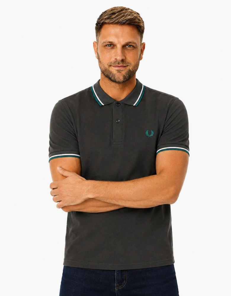Fred Perry Twin Tipped Polo Shirt Anchor Grey/Light Ice/Sport Green