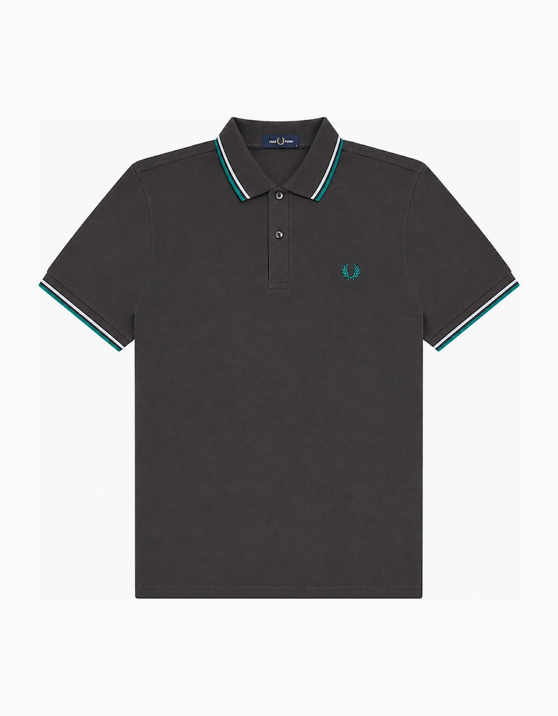 Fred Perry Twin Tipped Polo Shirt Anchor Grey/Light Ice/Sport Green, 5 of 4