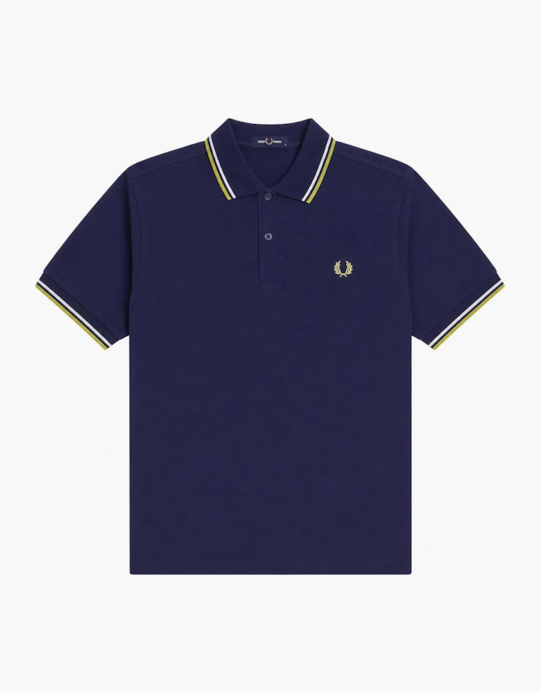 Fred Perry Twin Tipped Polo Shirt French Navy/Dusky Blue/Citron