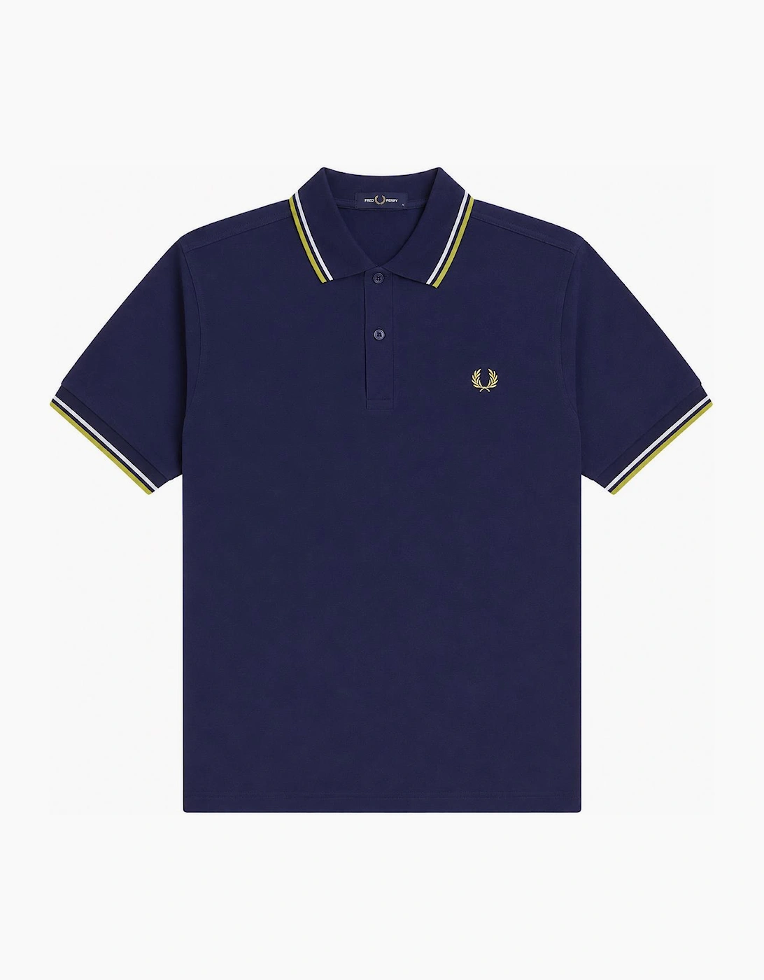 Fred Perry Twin Tipped Polo Shirt French Navy/Dusky Blue/Citron