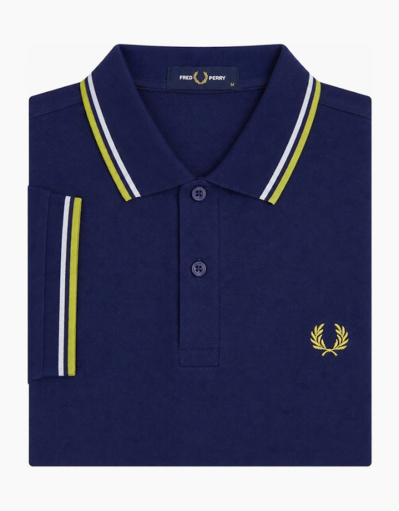 Fred Perry Twin Tipped Polo Shirt French Navy/Dusky Blue/Citron