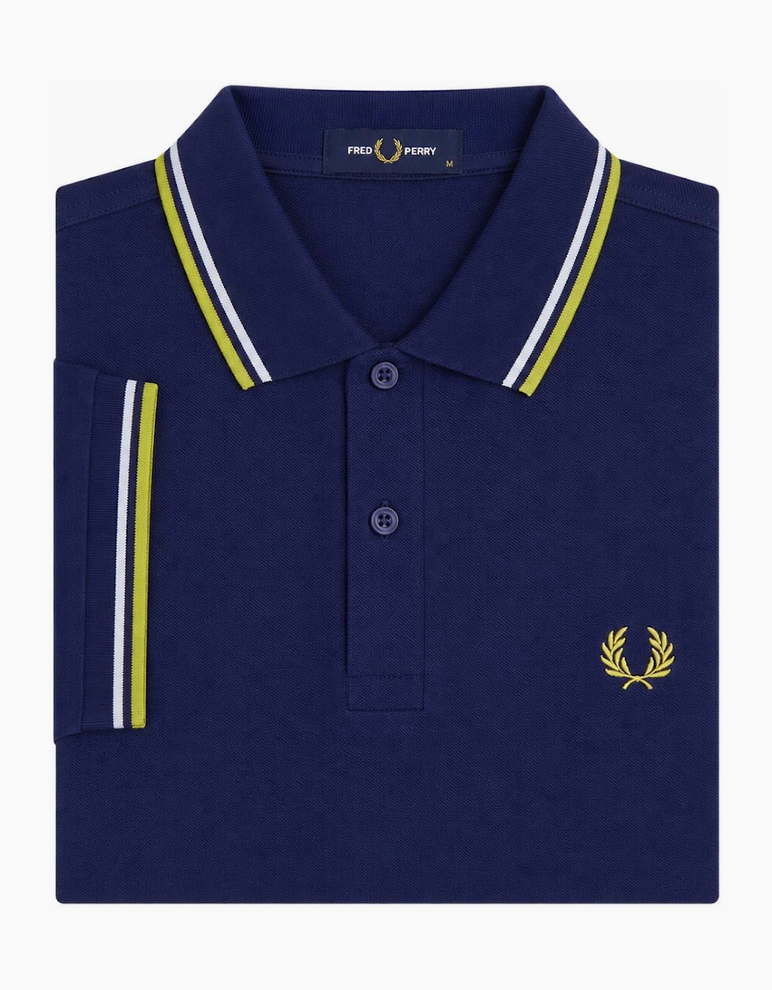 Fred Perry Twin Tipped Polo Shirt French Navy/Dusky Blue/Citron