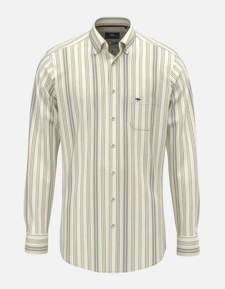 Washed Oxford Stripe Button Down Shirt Deep Merlot
