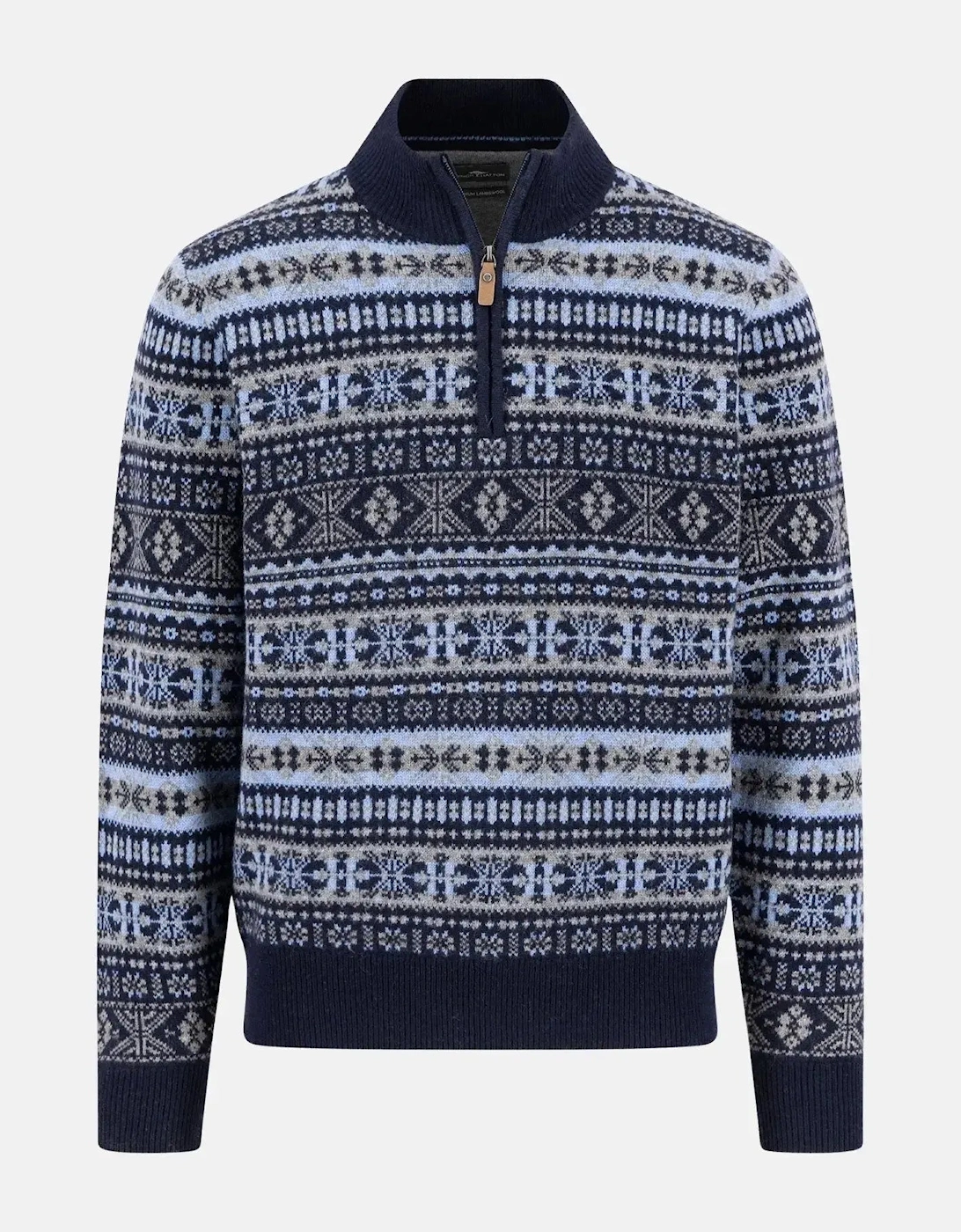 Lambswool Jacquard 1/4 Zip Knit Navy, 4 of 3