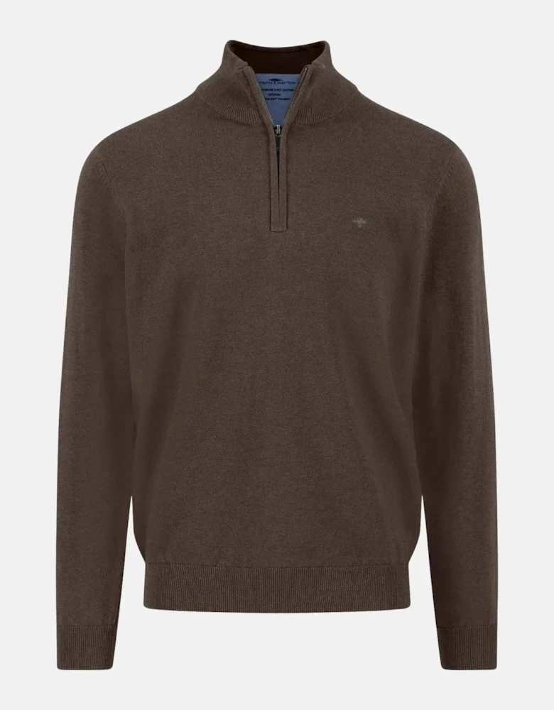 Fine Knit Cotton 1/4 Zip Earth