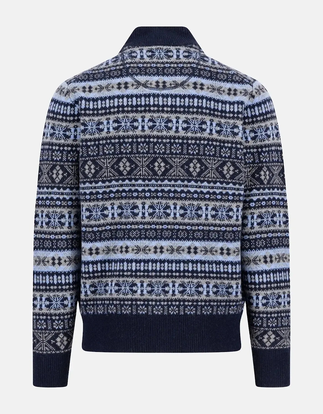 Lambswool Jacquard 1/4 Zip Knit Navy
