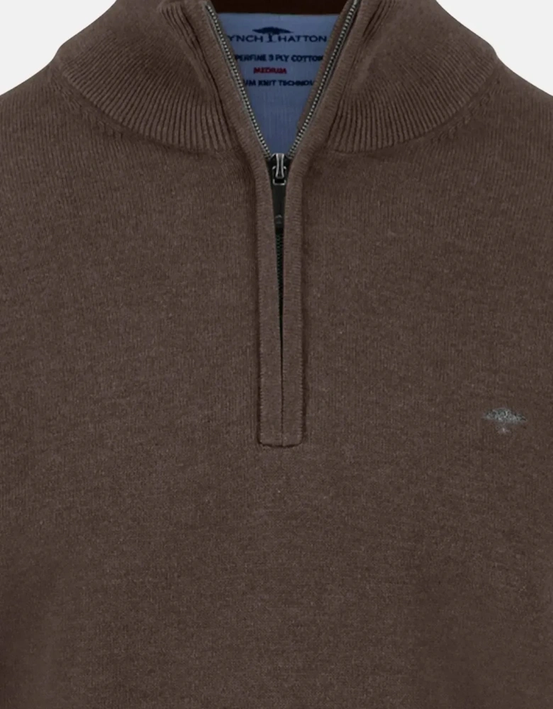 Fine Knit Cotton 1/4 Zip Earth