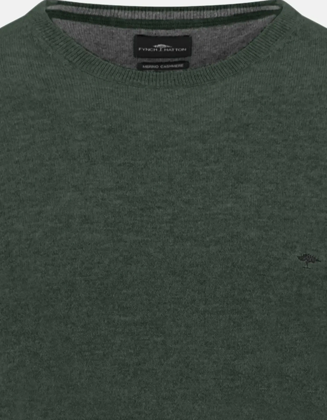 Merino Wool Cashmere Crewneck Knit Dark Ivy