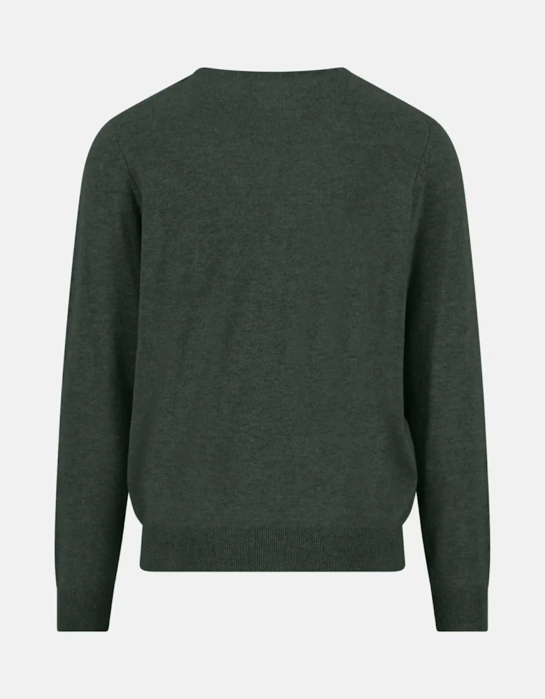 Merino Wool Cashmere Crewneck Knit Dark Ivy