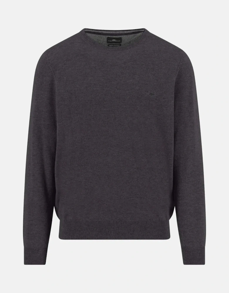 Merino Wool Cashmere Crewneck Knit Charcoal