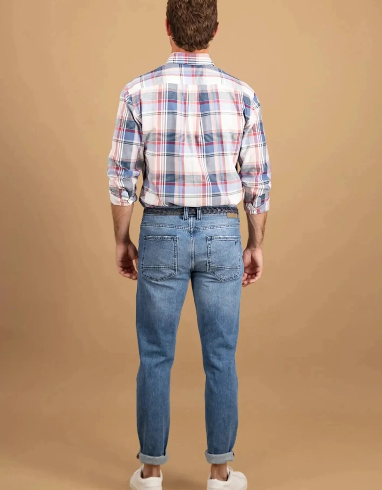 Multicoloured Washed Oxford B.D. Shirt Berry