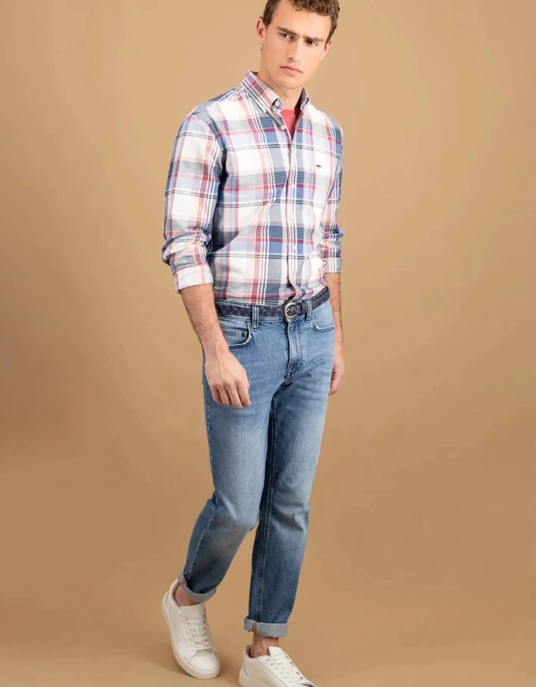 Multicoloured Washed Oxford B.D. Shirt Berry