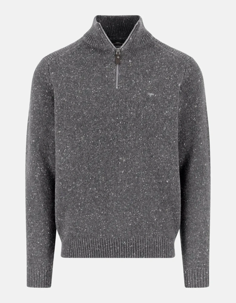 Donegal Wool 1/4 Zip Knit Steel