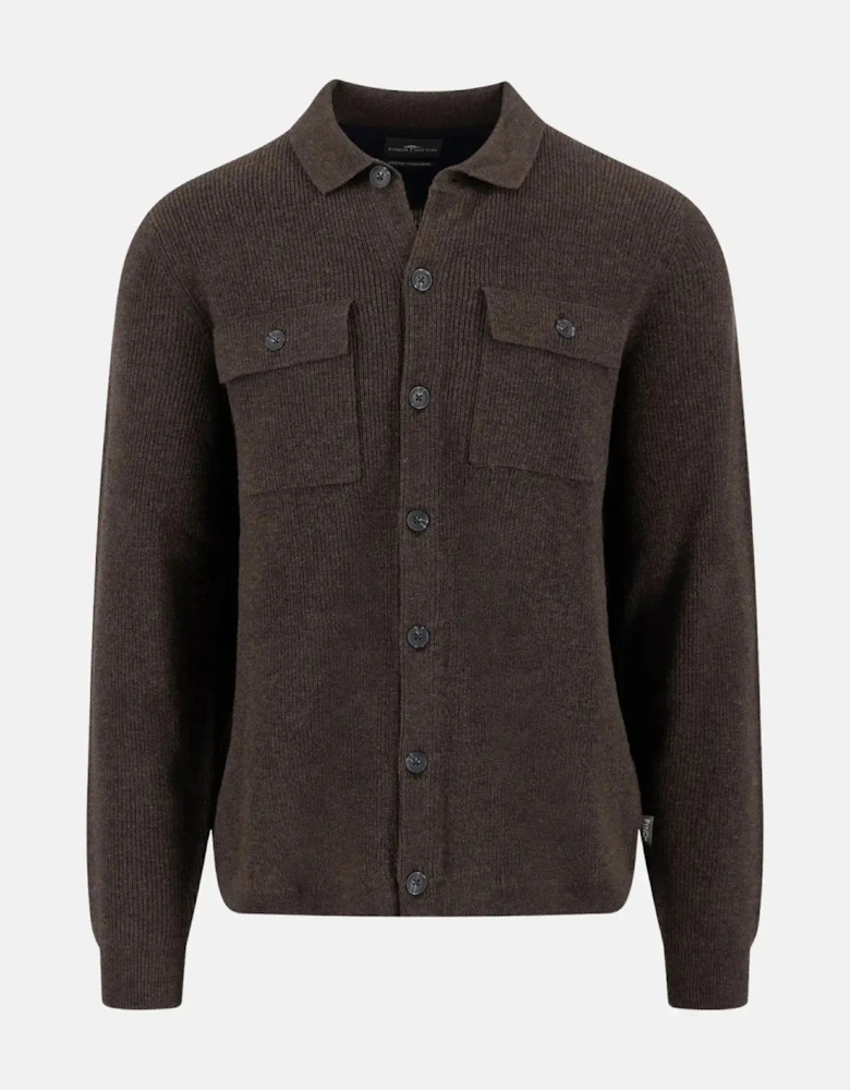 Merino Wool Cashmere Buttoned Cardigan Dark Chocolate