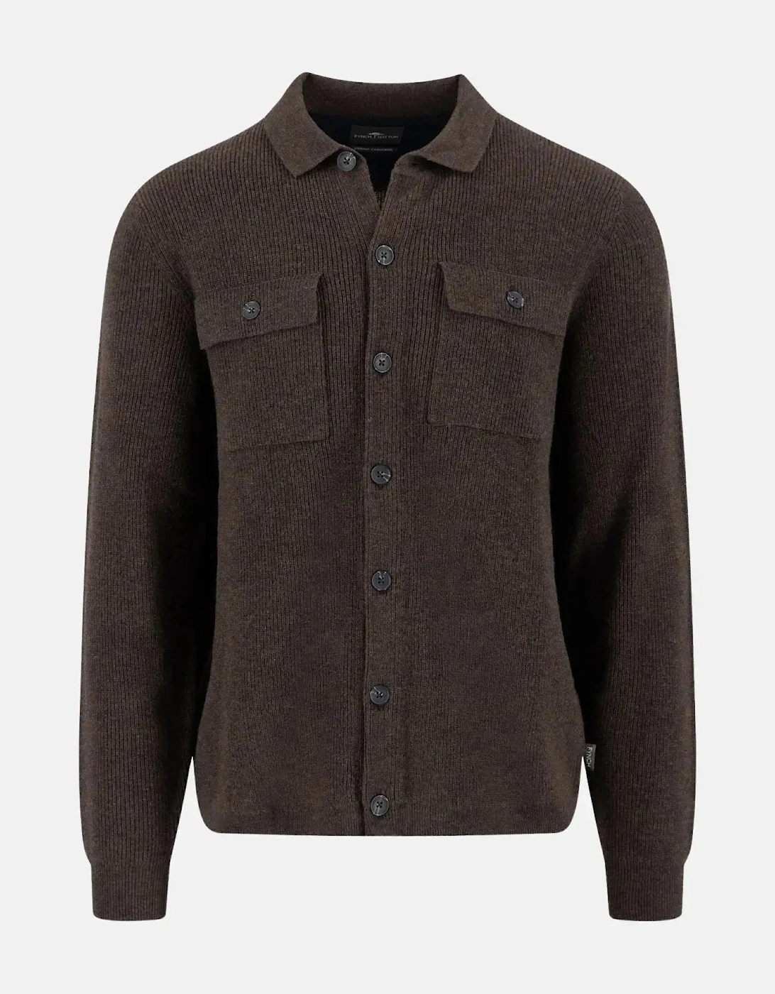 Merino Wool Cashmere Buttoned Cardigan Dark Chocolate