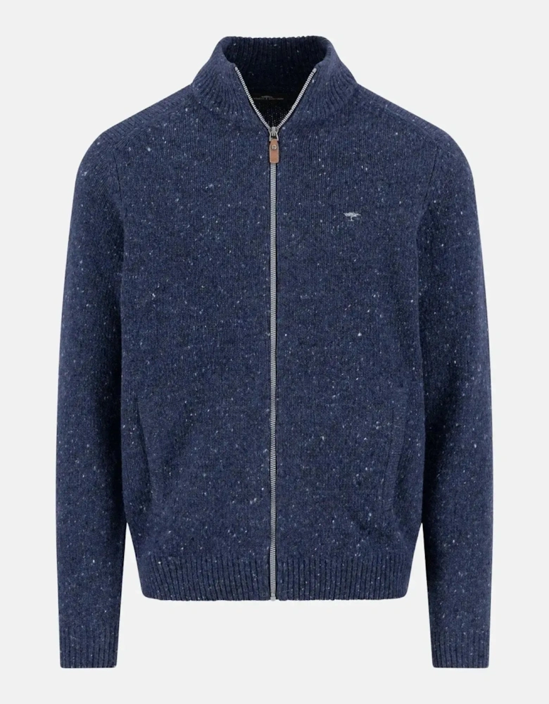 Donegal Wool Zip Cardigan Navy