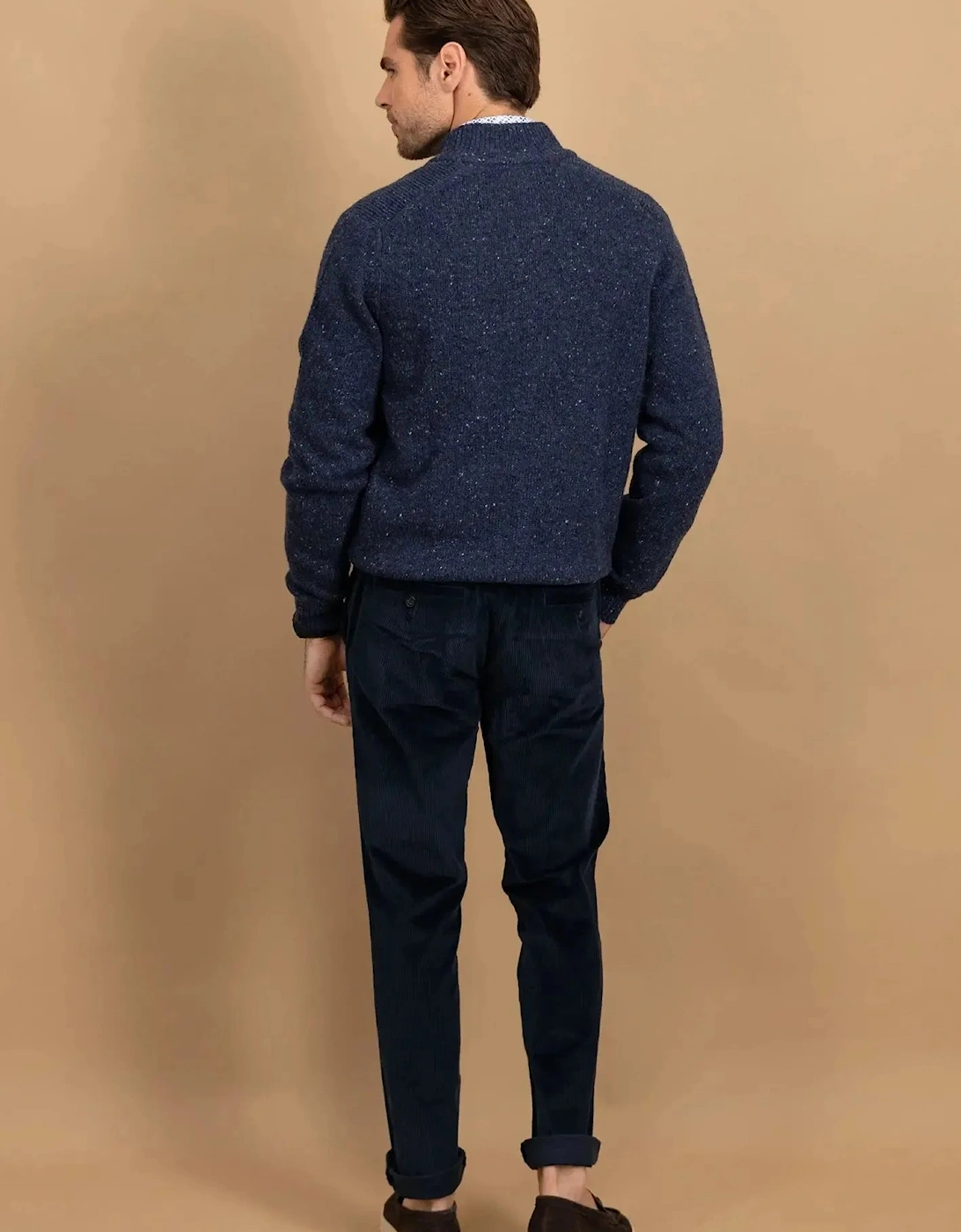 Donegal Wool Zip Cardigan Navy