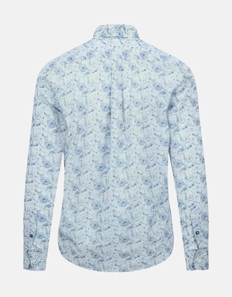 Premium Flowers Print Shirt Cloud Blue