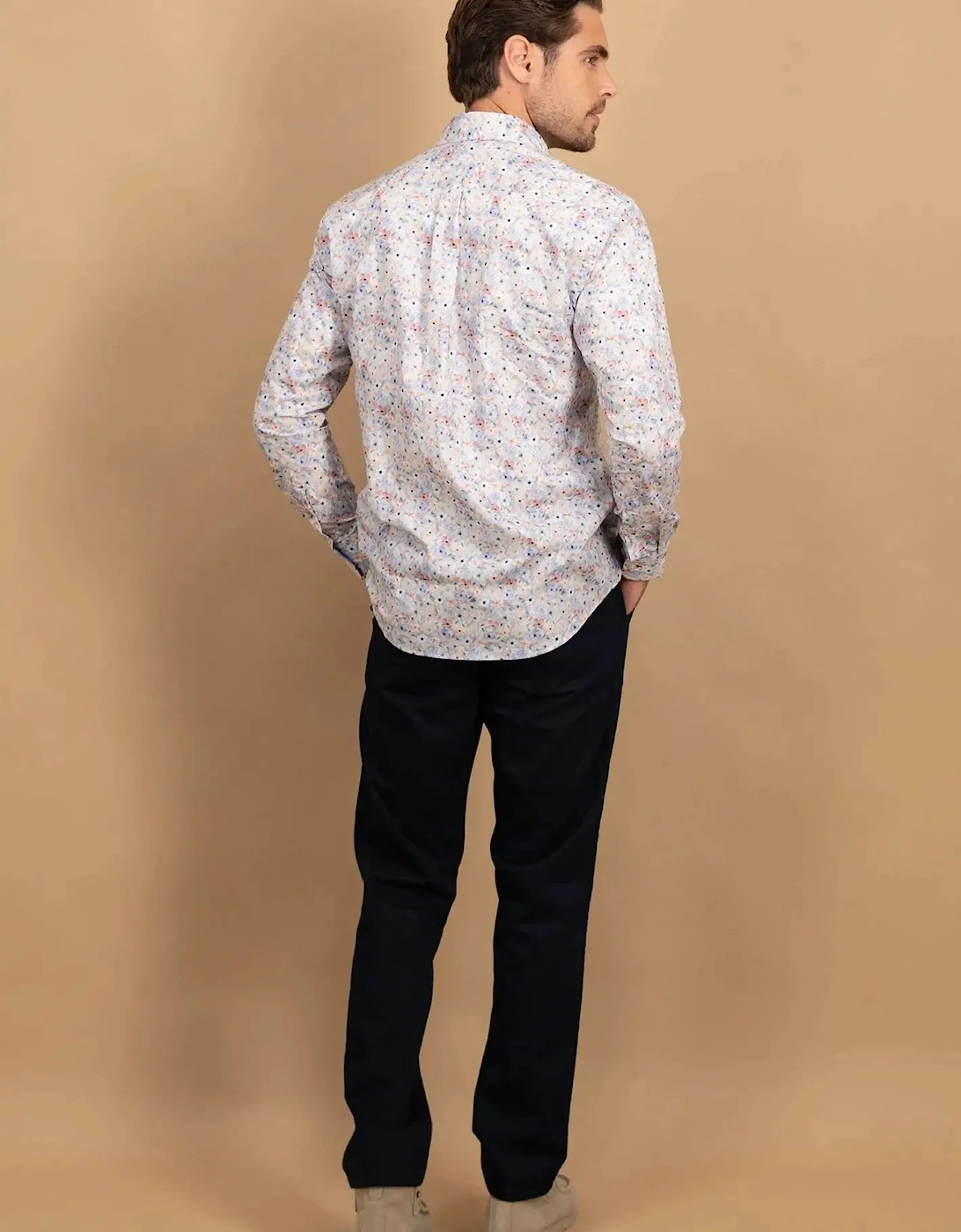 Floral Kent Collar Shirt Peach