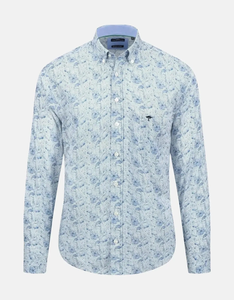 Premium Flowers Print Shirt Cloud Blue