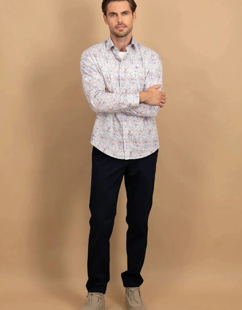 Floral Kent Collar Shirt Peach